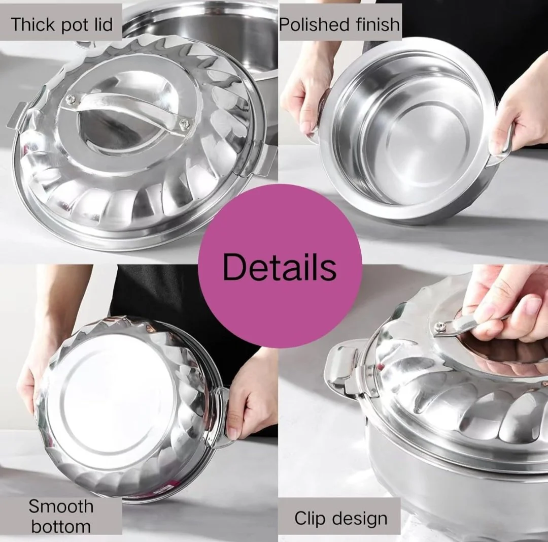 Fresh Box 3 Piece Stainless Steel Food Server Hot Pots - Image 3