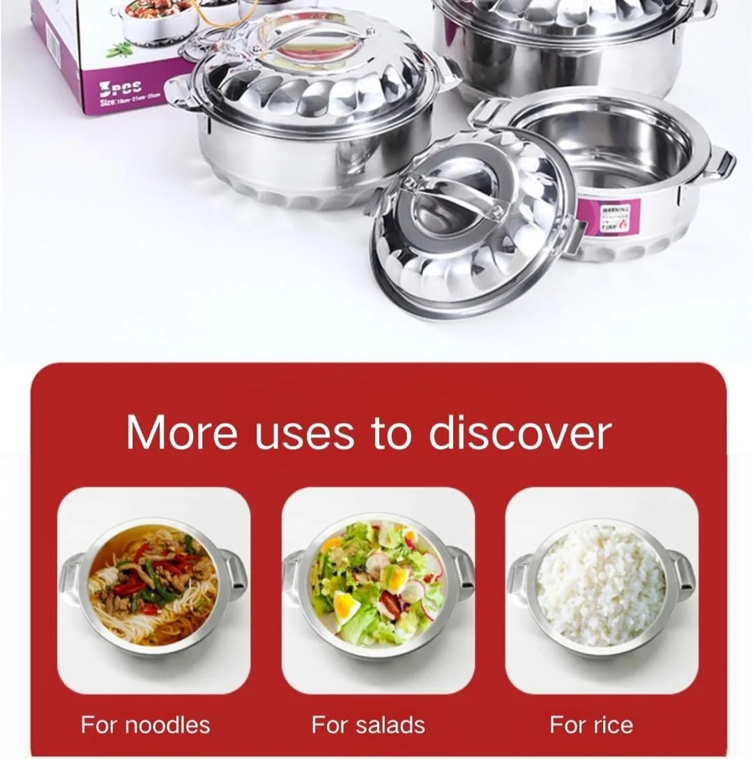 Fresh Box 3 Piece Stainless Steel Food Server Hot Pots - Image 4