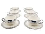 Tea And Coffee set 24 pc White/ Silver - Image 2