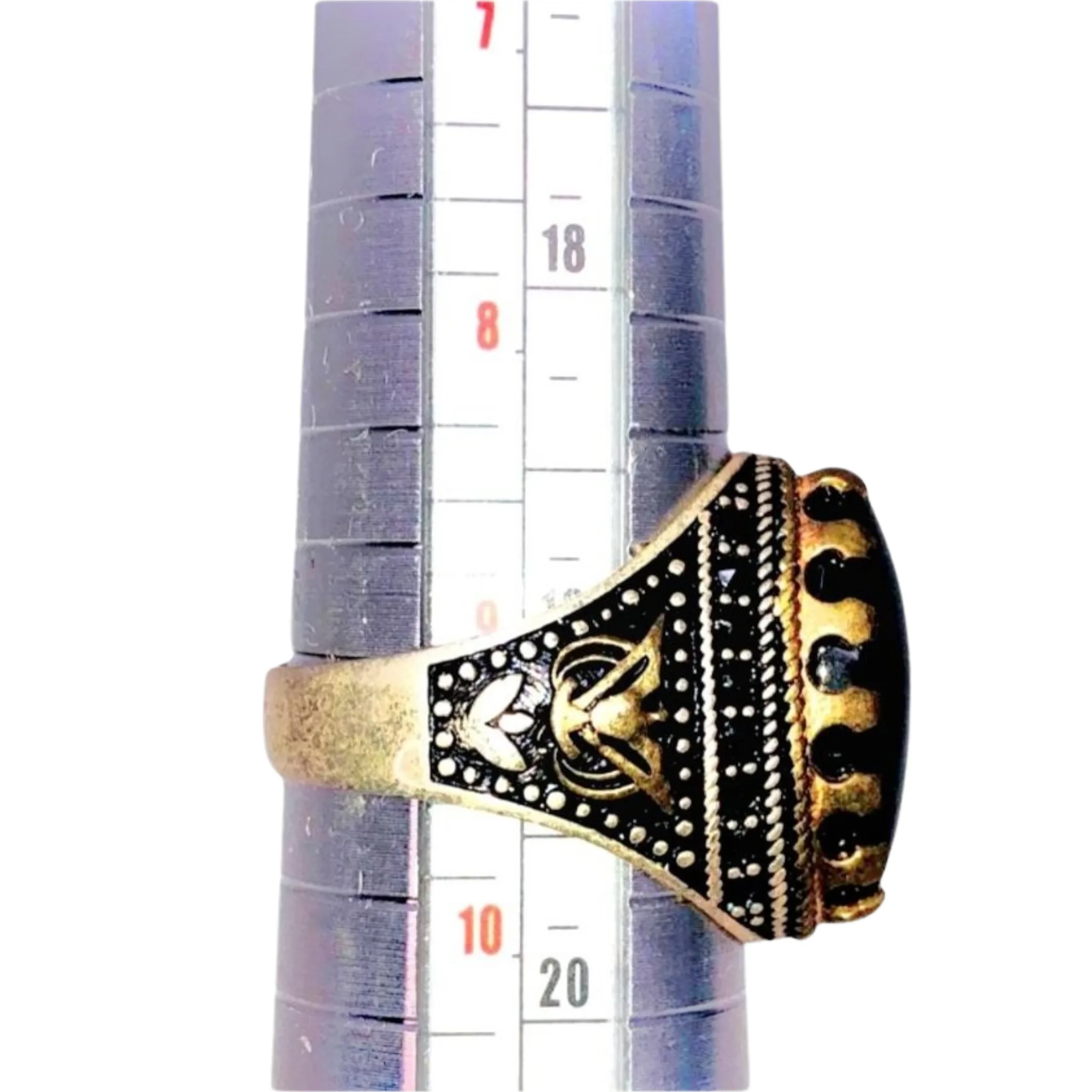 Agate Black Ring Size 9.5 - Image 3
