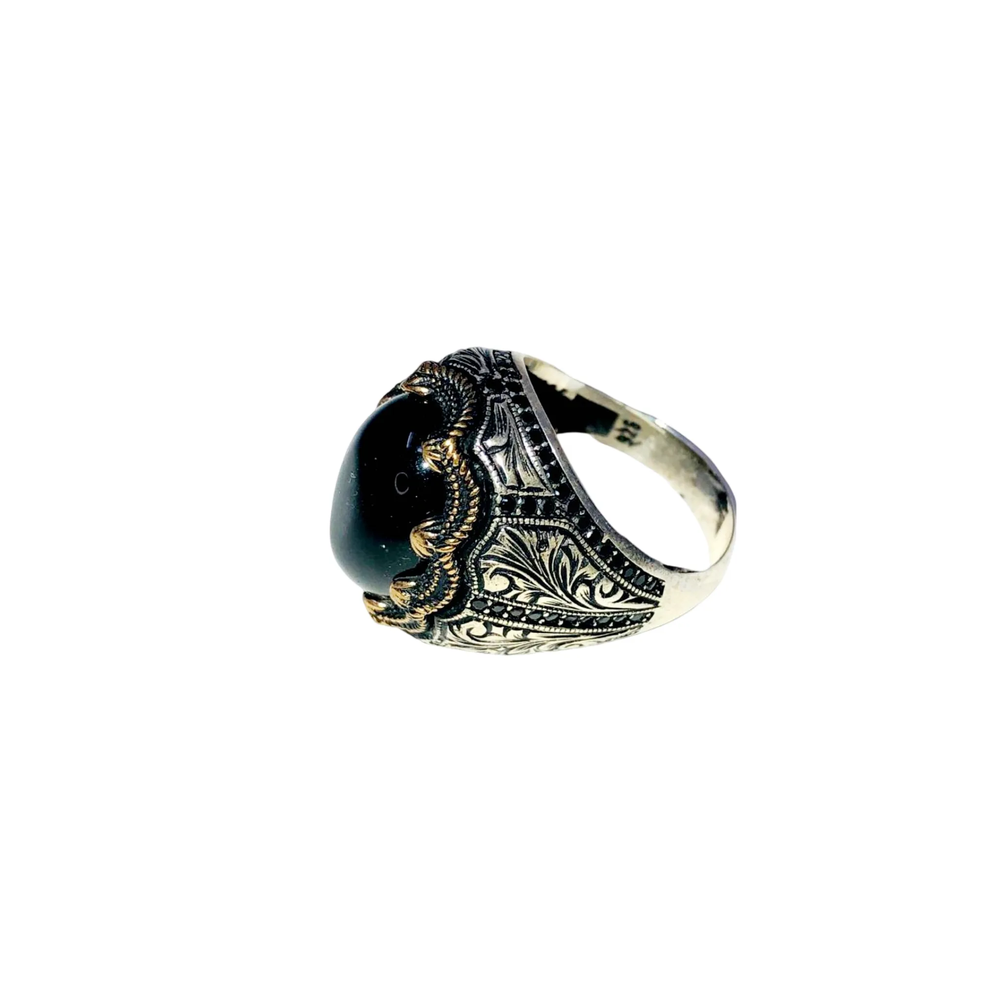 Agate Black Ring Size 11 - Image 1