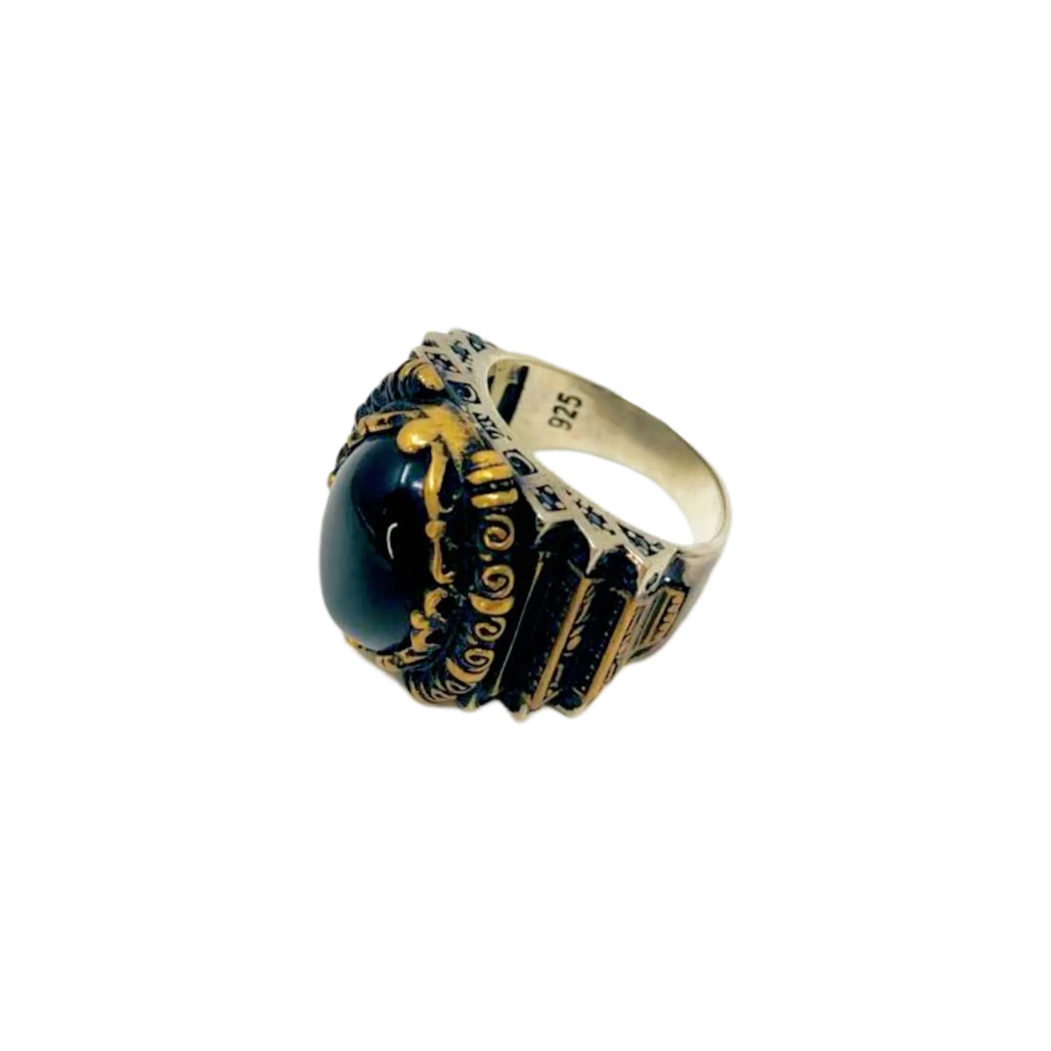 Agate Black Ring Size 9 - Image 1