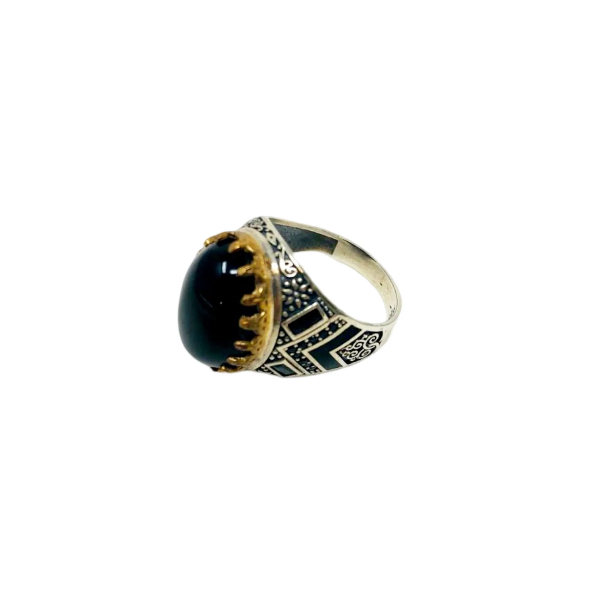 Agate Black Ring Size 10 - Image 1