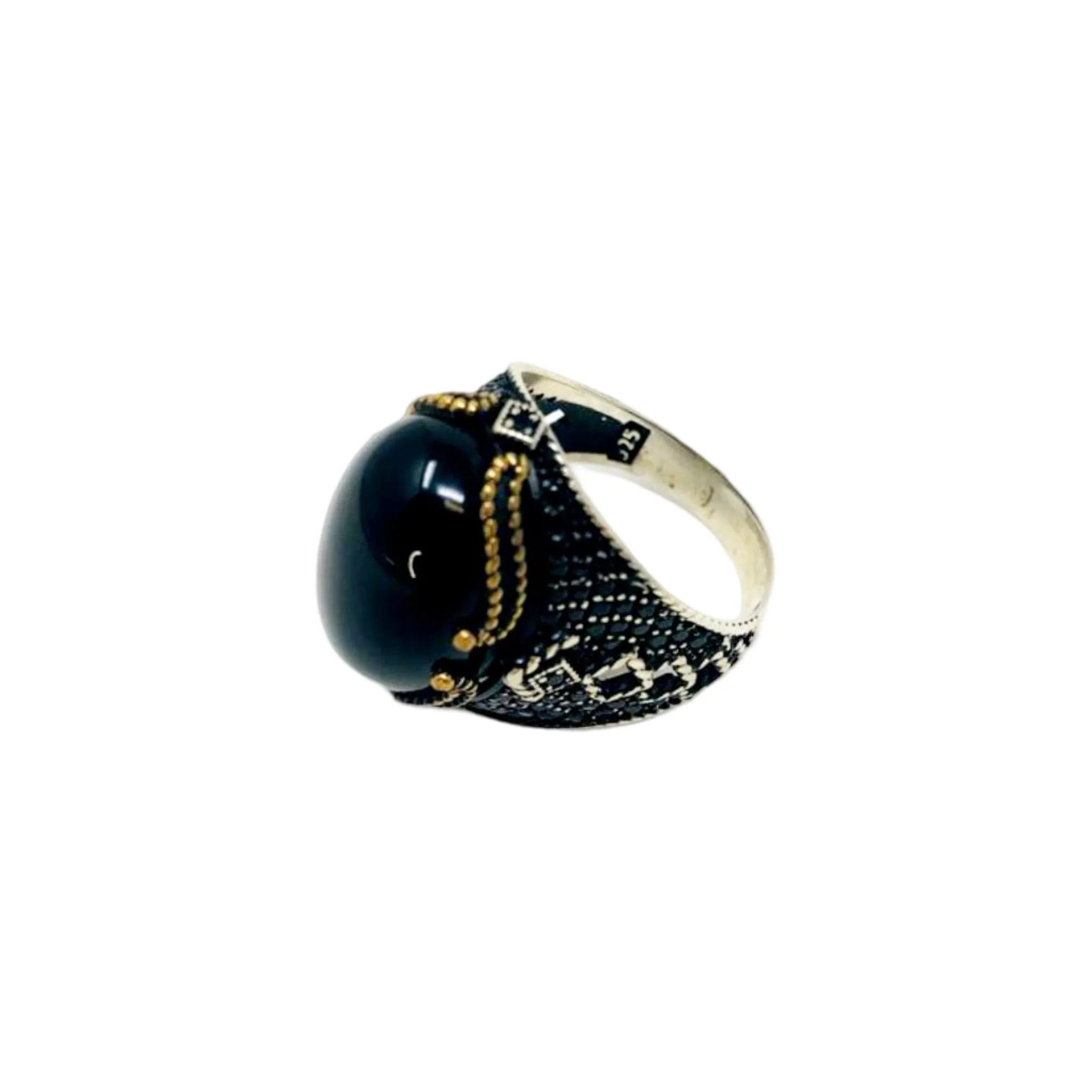 Agate Black Ring Size 11 - Image 1