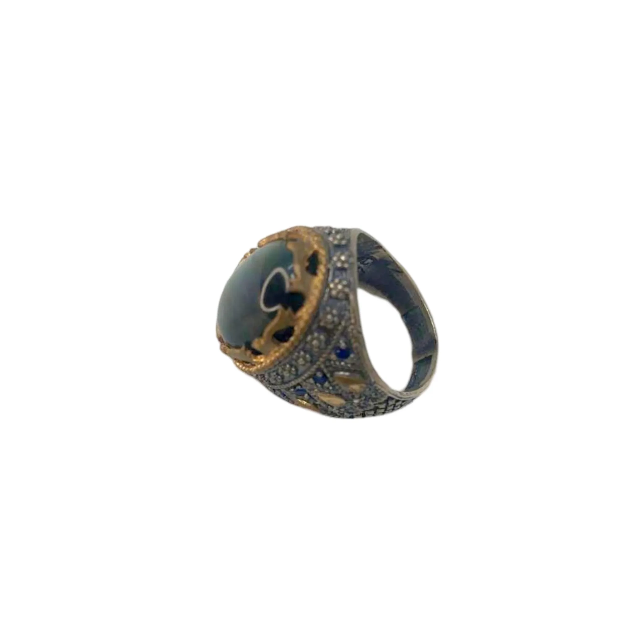 Agate Turquoise Ring Size 8.5 - Image 1