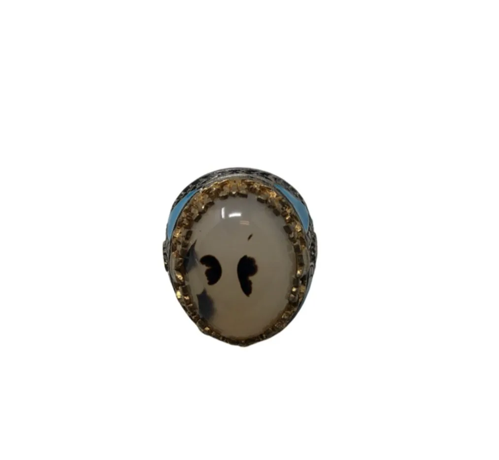 Agate White and Black Ring Size 9 - Image 2