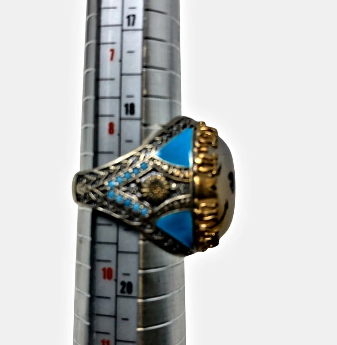 Agate White and Black Ring Size 9 - Image 3