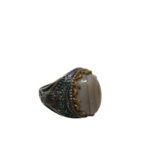 Agate White and Brown Ring Size 10.5