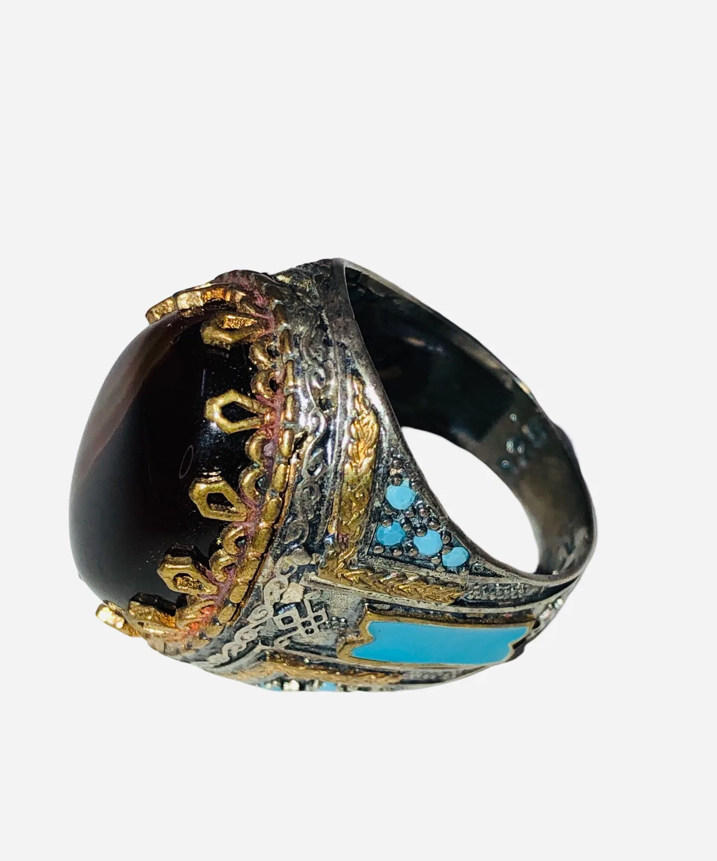 Agate Brown Ring Silver 8.5 - Image 1
