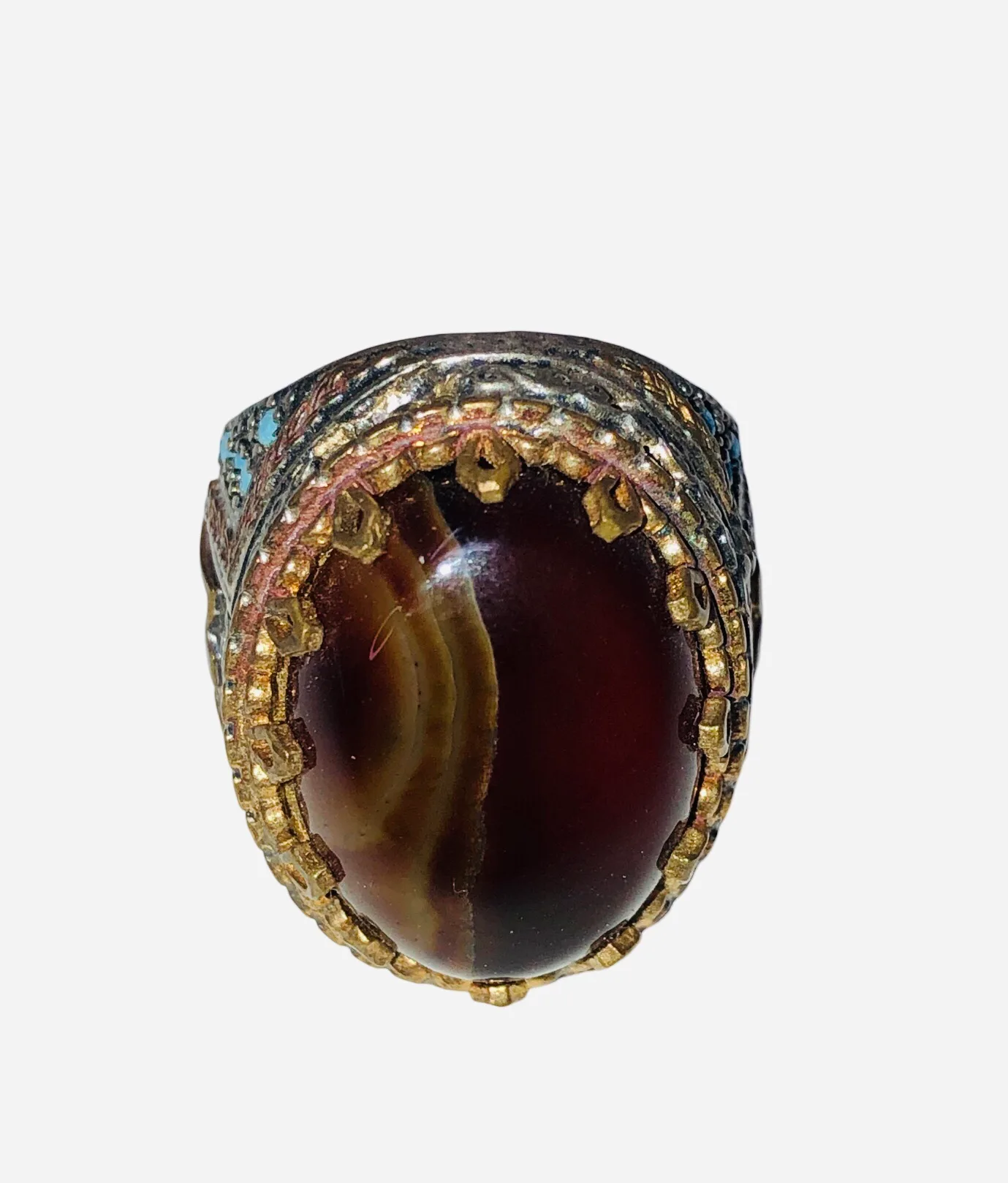 Agate Brown Ring Silver 8.5 - Image 2