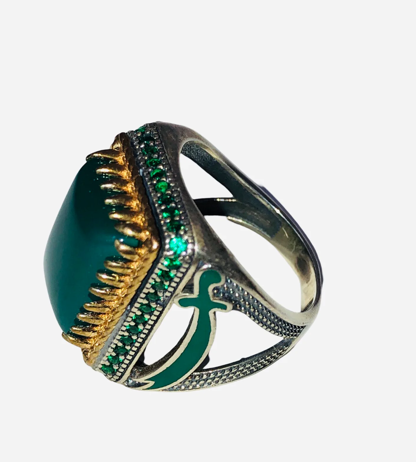 Agate Green Ring Size 10 - Image 1