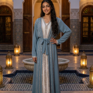 Little girls silver abaya