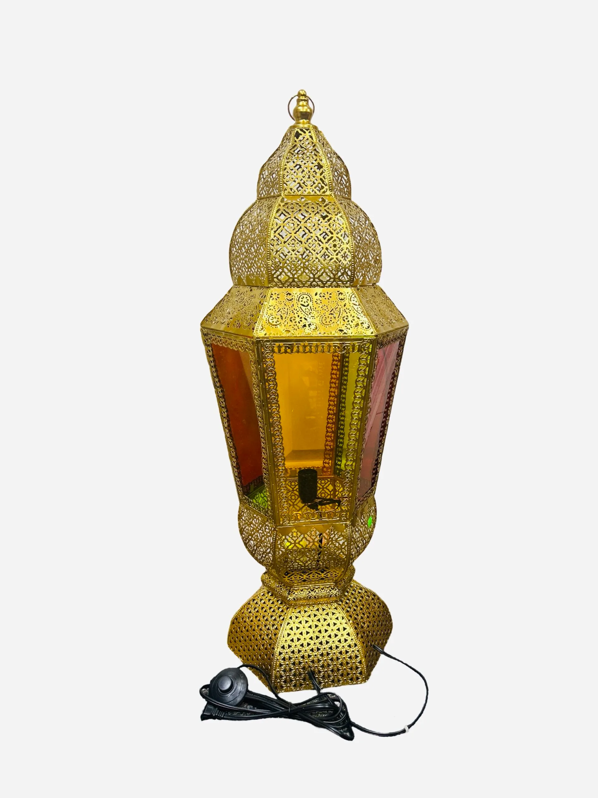 Gold Moroccan Style Lantern Floor Lamp - Image 1