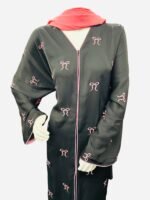 Embroidered Pink Bows Abaya - Image 2