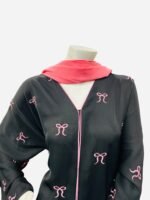 Embroidered Pink Bows Abaya - Image 3