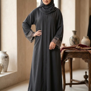 Black Abaya With Lace Design