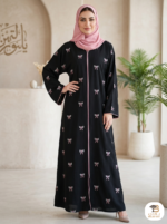 Embroidered Pink Bows Abaya